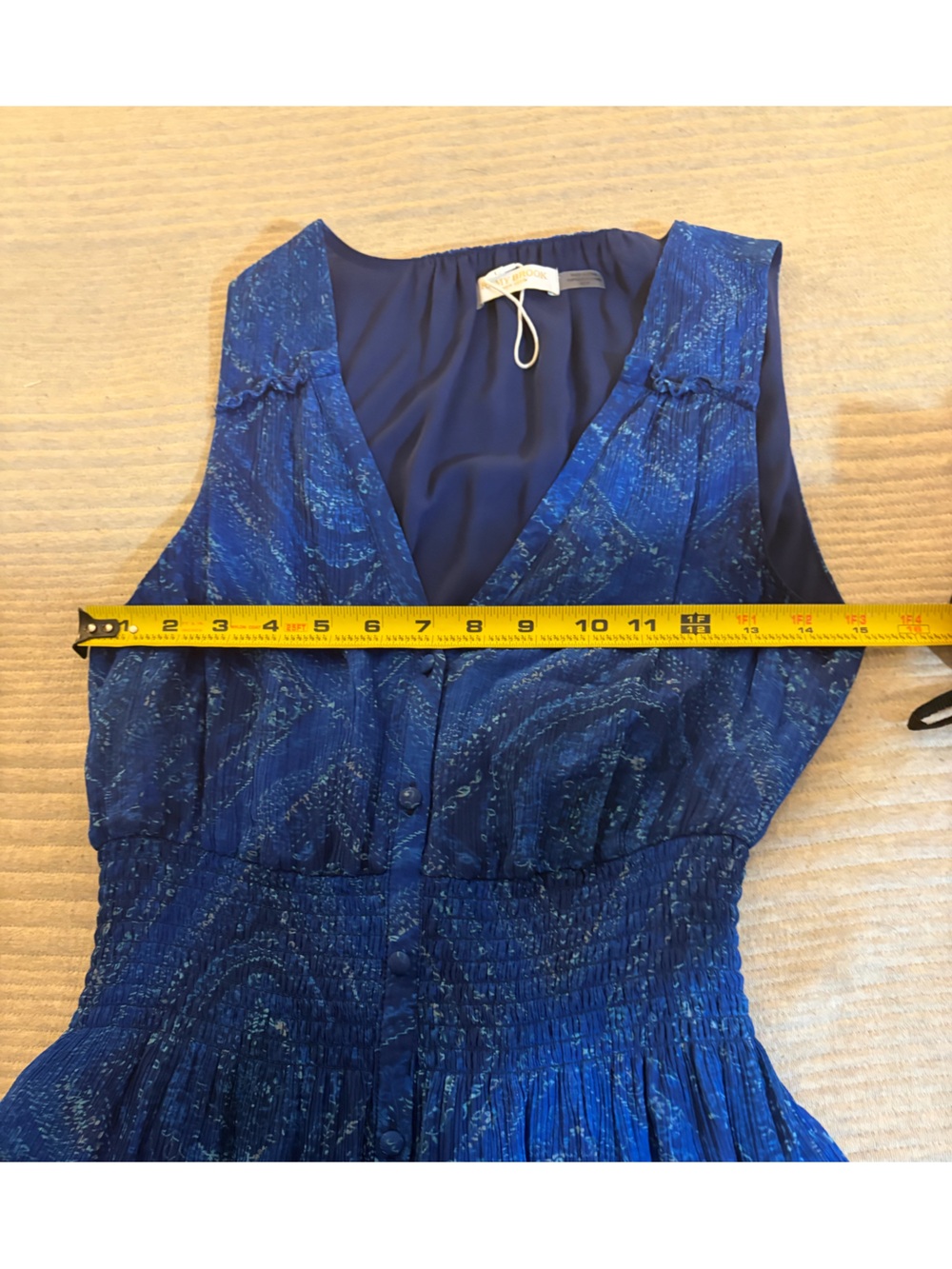 Ramy Brook Poppy Maxi Dress Blue Printed Sleeveless Smocked Tiered XS - Picture 6 of 6
